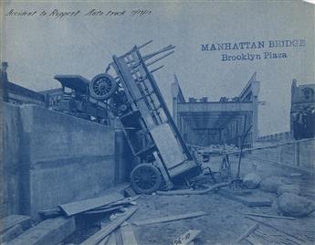 EUGENE DE SALIGNAC (1861-1943) Group of 11 photographs depicting construction of the Manhattan Bridge. 1913-22.